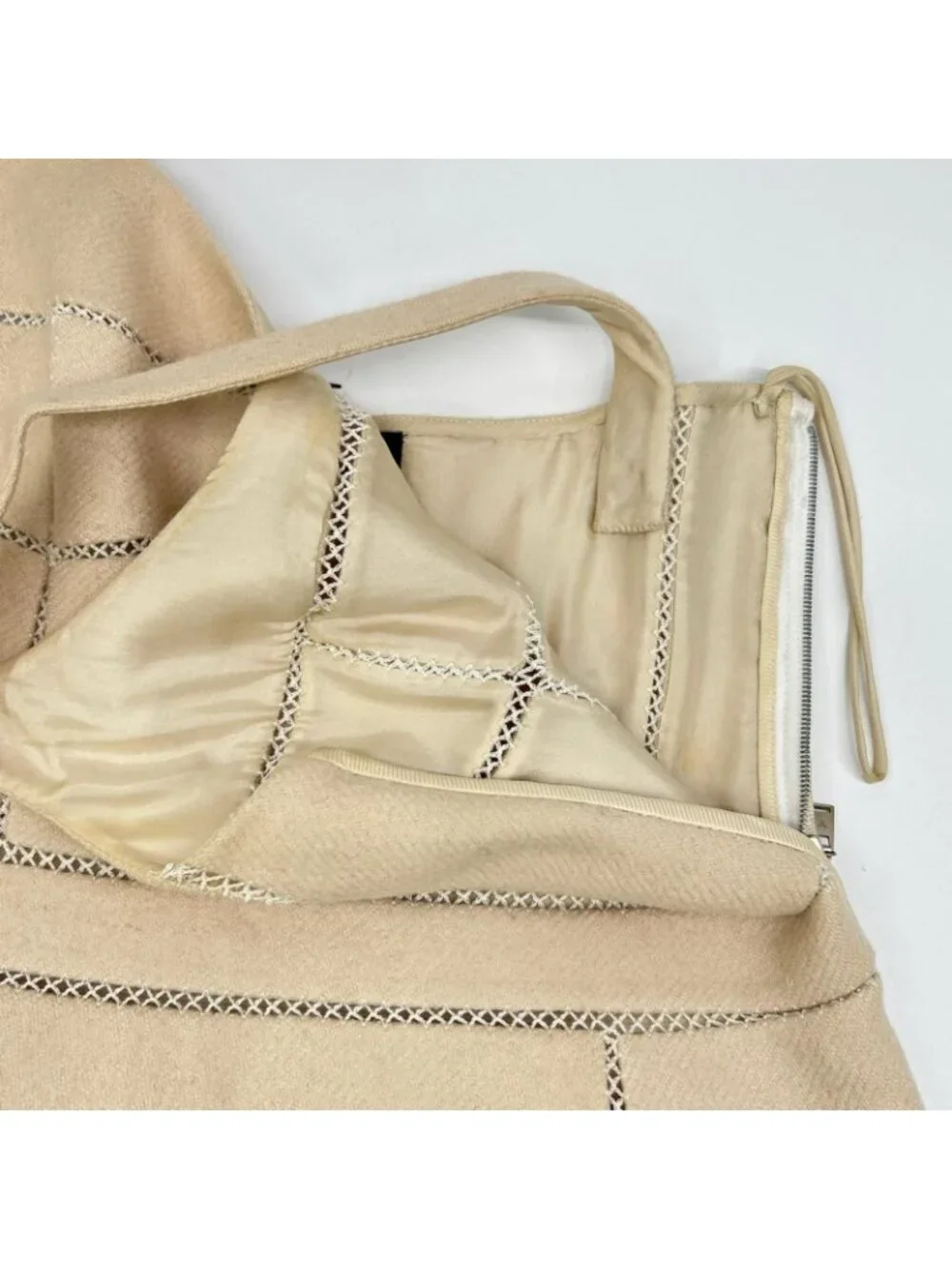 Louis Vuitton Beige Wool Mohair Cami Dress